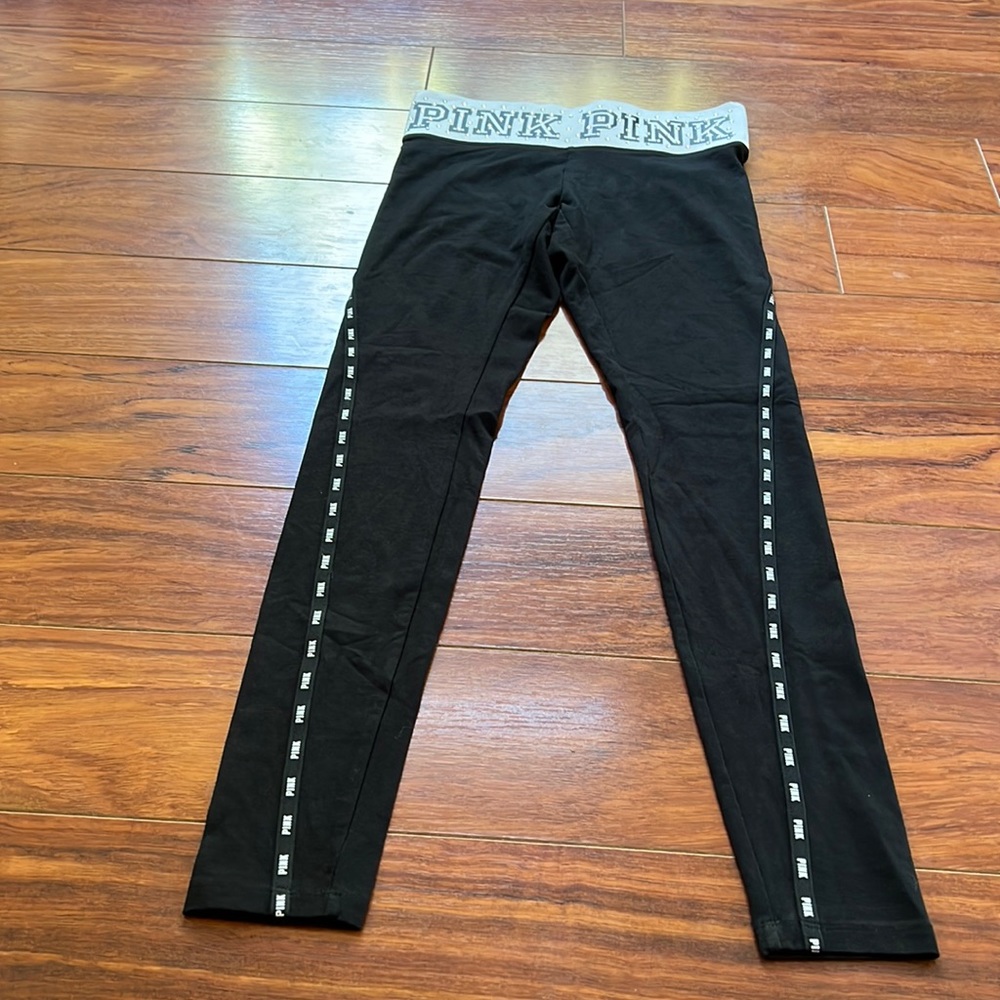 PINK leggings in black and white with rhinestones.